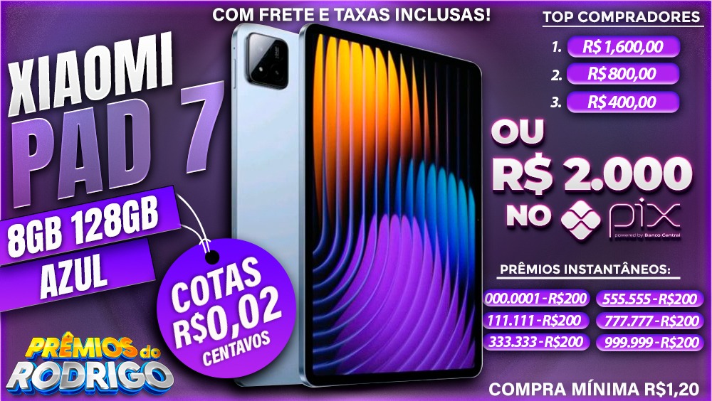 XIAOMI PAD 7 8GB 128GB GLOBAL AZUL COM FRETE E TAXAS INCLUSAS, OU R$2.000 NO PIX!